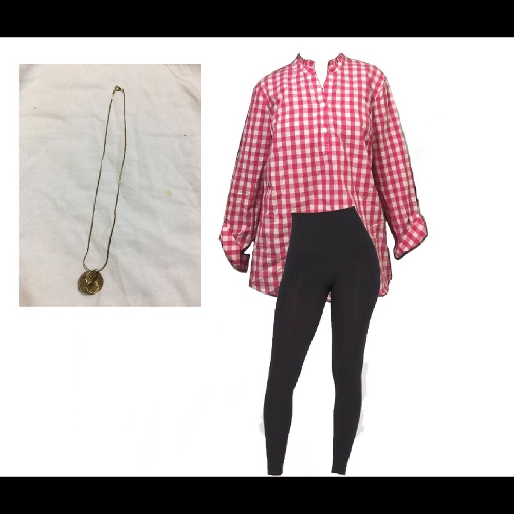 Kim Rodgers pink plaid long sleeve top 💗